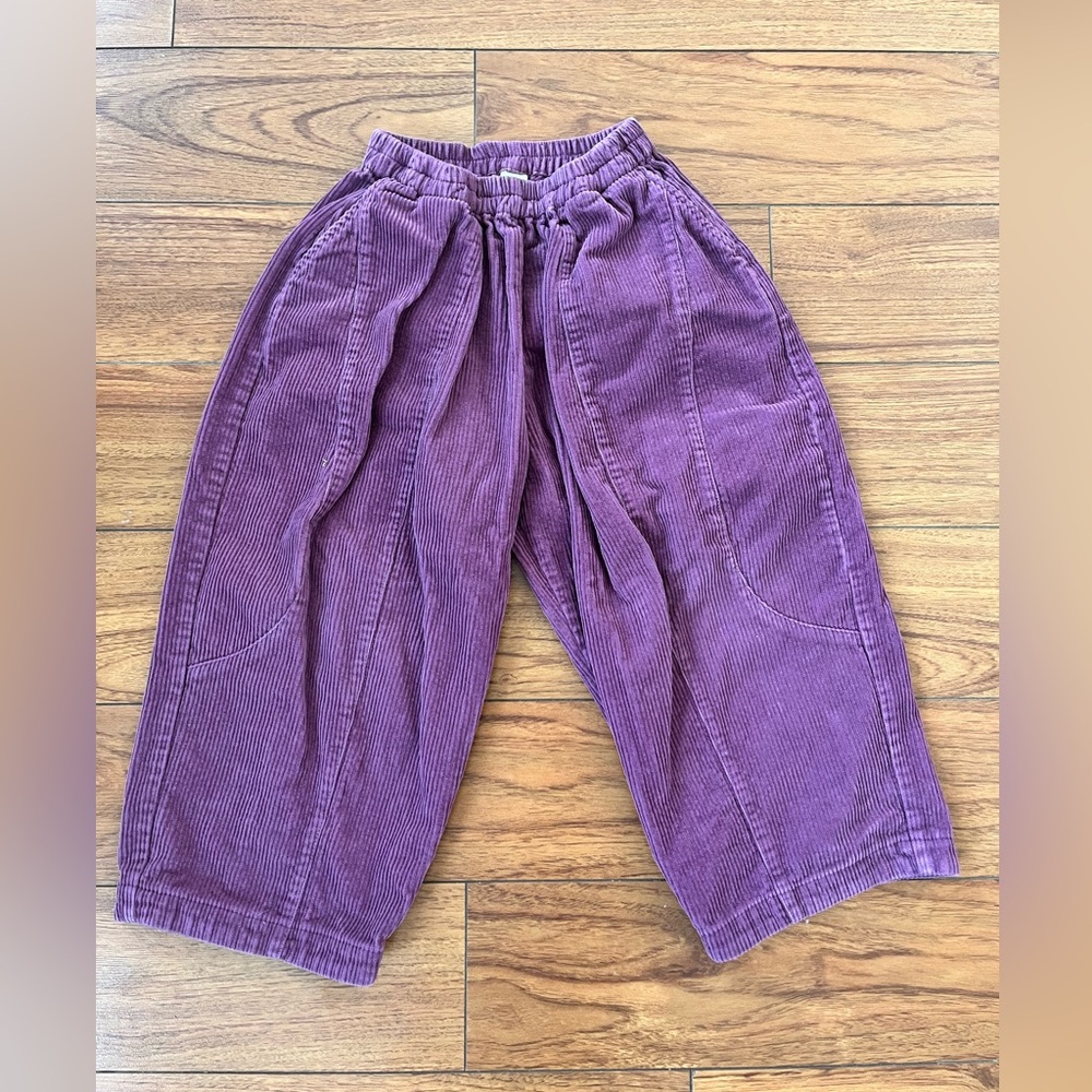 Kids Neutral Gender Purple Corduroy Kids Bubble  Pants.